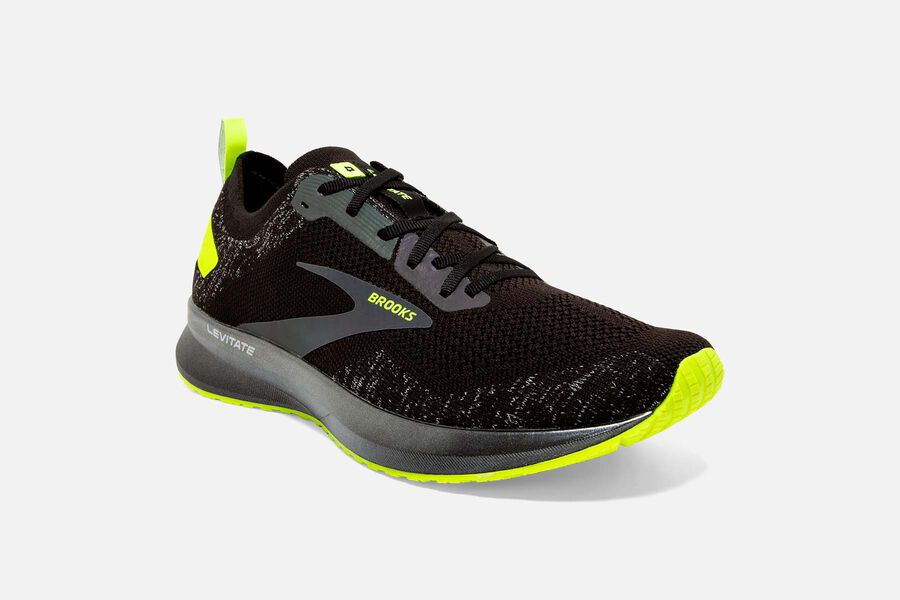 Levitate 4 Road Brooks Running Shoes NZ Womens - Black/Green - ARZVTQ-246